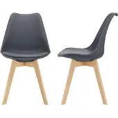 En.casa Eetkamerstoel 'Fläten', set van 2, gestoffeerde stoel, kunstleer, grijs
