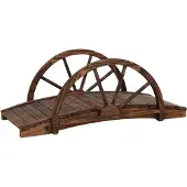 Syfax Tuinbrug met half wiel 99x50x38 cm massief vurenhout