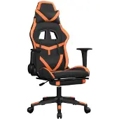 vidaXL Gamestoel met voetensteun kunstleer zwart en oranje