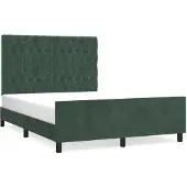 vidaXL Bedframe zonder matras 140x190 cm fluweel donkergroen