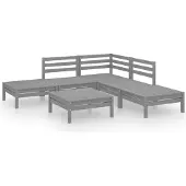 vidaXL 6-delige Loungeset massief grenenhout grijs