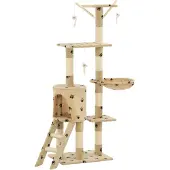 Syfax Kattenkrabpaal met sisal krabpalen 138 cm pootafdrukken beige