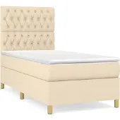 Syfax Boxspring met matras stof crèmekleurig 90x200 cm