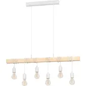 Eglo Houten hanglamp Townshend 6-lichts hout met wit