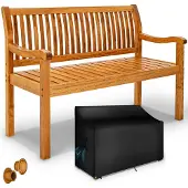 Tillvex Houten Tuinbank Weerbestendig 125 cm met hoes | Massief Houten Parkbank | Balkonbank voor 2-3 Personen | Zitbank met een Draagvermogen van 320 kg | Houten Tuinmeubelen (Lichtbruin, 125 cm)