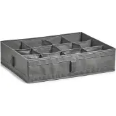 Zeller kleding/kast organiser - 12 vakken - grijs - 44 x 34 x 11 cm - polyester - Opbergmanden