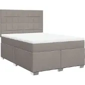 vidaXL Boxspring met matras stof taupe 160x200 cm