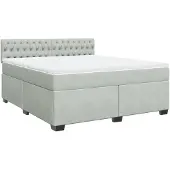 vidaXL Boxspring met matras fluweel lichtgrijs 180x200 cm