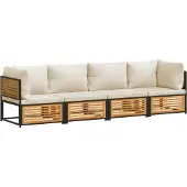 vidaXL 4-delige Loungeset met kussens massief acaciahout