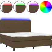vidaXL Boxspring met matras en LED stof donkerbruin 160x200 cm