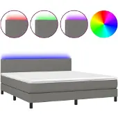 Syfax Boxspring met matras en LED stof donkergrijs 180x200 cm