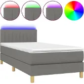 Syfax Boxspring met matras en LED stof donkergrijs 90x190 cm