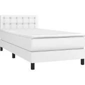 vidaXL Boxspring met matras kunstleer wit 90x200 cm