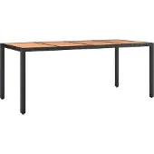 Syfax Tuintafel met houten blad poly ratten en acaciahout zwart