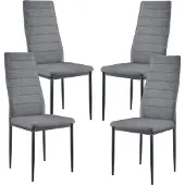 En.casa [] Set van 4 designstoelen, grijs, Italiaans design. Leunstoelen, hoge rugleuning, eetkamerstoelen, gestoffeerde stoelen