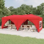 Prolenta Maison Exclusive - Opvouwbare partytent met zijwanden, rood, 3x6 meter