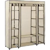 Syfax Kledingkast met vakken en stangen 150x45x176 cm stof crème