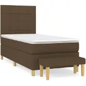 vidaXL Boxspring met matras stof donkerbruin 100x200 cm