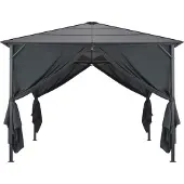 vidaXL Prieel met gordijn 3x3 m aluminium zwart