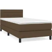 vidaXL Boxspring met matras stof donkerbruin 90x200 cm
