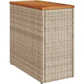 Syfax Tuinbijzettafel met houten blad 58x27,5x55 cm poly rattan beige