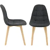 En.casa Eetkamerstoel Kopparberg, set van 2, met stoffen bekleding, beukenframe, woonkamerstoel, 86 x 53 x 47 cm, zwart
