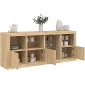 vidaXL Dressoir met LED-verlichting 164x37x67 cm sonoma eikenkleurig