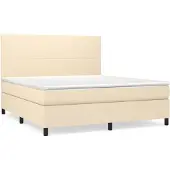 vidaXL Boxspring met matras stof crèmekleurig 180x200 cm