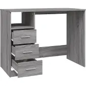 Syfax Bureau met lades 102x50x76 cm bewerkt hout grijs sonoma eiken