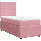 vidaXL Boxspring met matras fluweel roze 90x200 cm