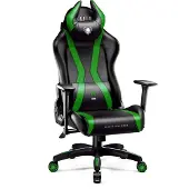 Diablo Gaming stoel X-Horn, kantoorkruk met 3D armleuningen, ergonomisch ontwerp, nek- en lendensteun, imitatieleer, wiegfunctie, kleur: zwart-groen, maat: normaal