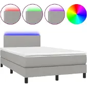 Syfax Boxspring met matras en LED stof lichtgrijs 120x200 cm