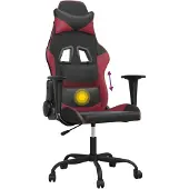 vidaXL Massage gamestoel kunstleer zwart en wijnrood