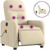 Syfax Massagestoel elektrisch verstelbaar stof crèmekleurig