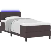 Syfax Boxspring bed met hoofdeinde Donkerbruin 90 x 190 cm Stof