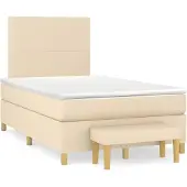 vidaXL Boxspring met matras stof crèmekleurig 120x200 cm