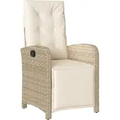 Syfax Tuinstoel verstelbaar met voetensteun poly rattan beige