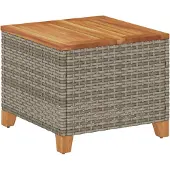 vidaXL Tuintafel 45x45x37 cm poly rattan en acaciahout grijs