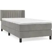 Syfax Boxspring met matras fluweel lichtgrijs 90x200 cm