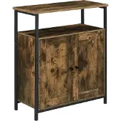 En.casa Commode Aremark 79x60x30 cm zwart en houtkleurig