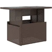Syfax Tuintafel met glazen blad 100x55x73 cm poly rattan bruin
