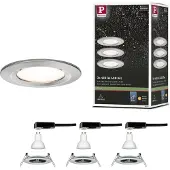 Paulmann Nova ronde vaste spot, 3-delig, ijzer, IP44, GU10, 2.700 K, alu / grijs / zink, Badkamer, Aluminium, Modern, inbouwspot