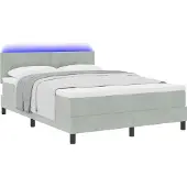 Syfax LED Box Spring Bed Lichtgrijs 140 x 190 cm Fluweel