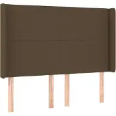 vidaXL Hoofdbord met randen 147x16x118/128 cm stof donkerbruin