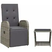 vidaXL 2-delige Tuinset met kussens poly rattan grijs