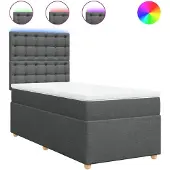 vidaXL Boxspring met matras stof donkergrijs 90x190 cm