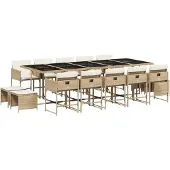 vidaXL 15-delige Tuinset met kussens poly rattan beige