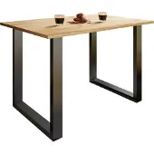 VCM Houten tafel | H. 76 x B. 110 x T. 80 cm | Hoogwaardige en solide voetsteun | IJzeren voeten | Keukentafel - Xona U