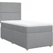 vidaXL Boxspring met matras stof lichtgrijs 80x200 cm