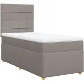 vidaXL Boxspring met matras stof taupe 90x200 cm